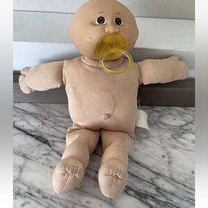 Cabbage Patch Kids Boy Girl Doll Baby Bald Brown Eyes Pacifier 1985 Vintage 80s